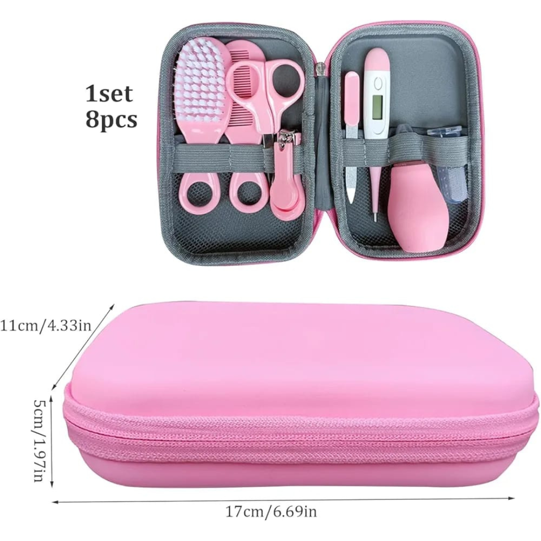9 in 1 Baby Grooming Kit for Delicate Baby Scalp and Tiny Nails |Travel Friendly Zip case | Infant Nail Clipper |New Born Nasal Aspirator| Combs| Thermometer | Brush