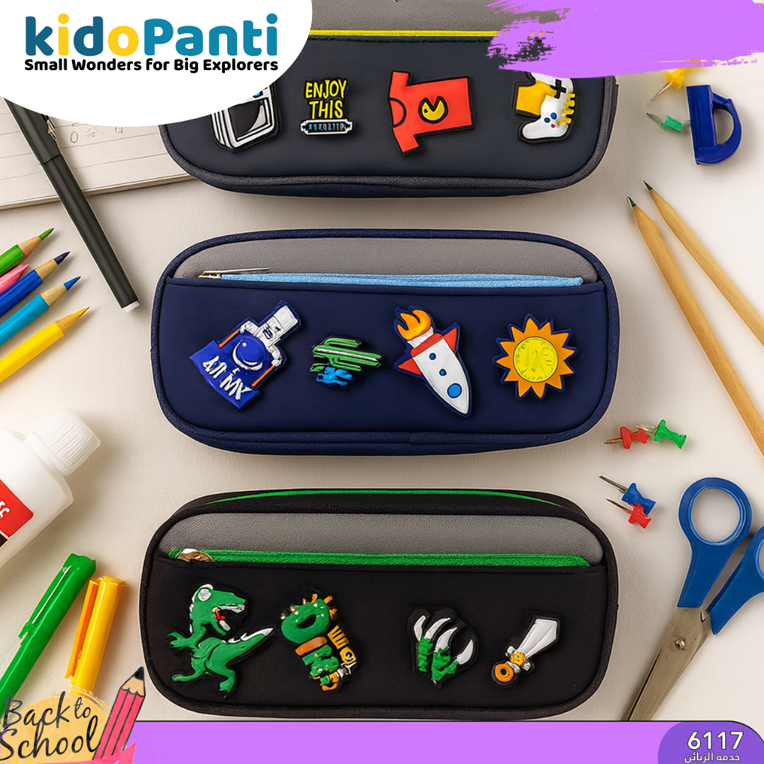 Kids Cartoon Zipper Pencil Pouch – Fun School Stationery Bag with Cute 3D Designs