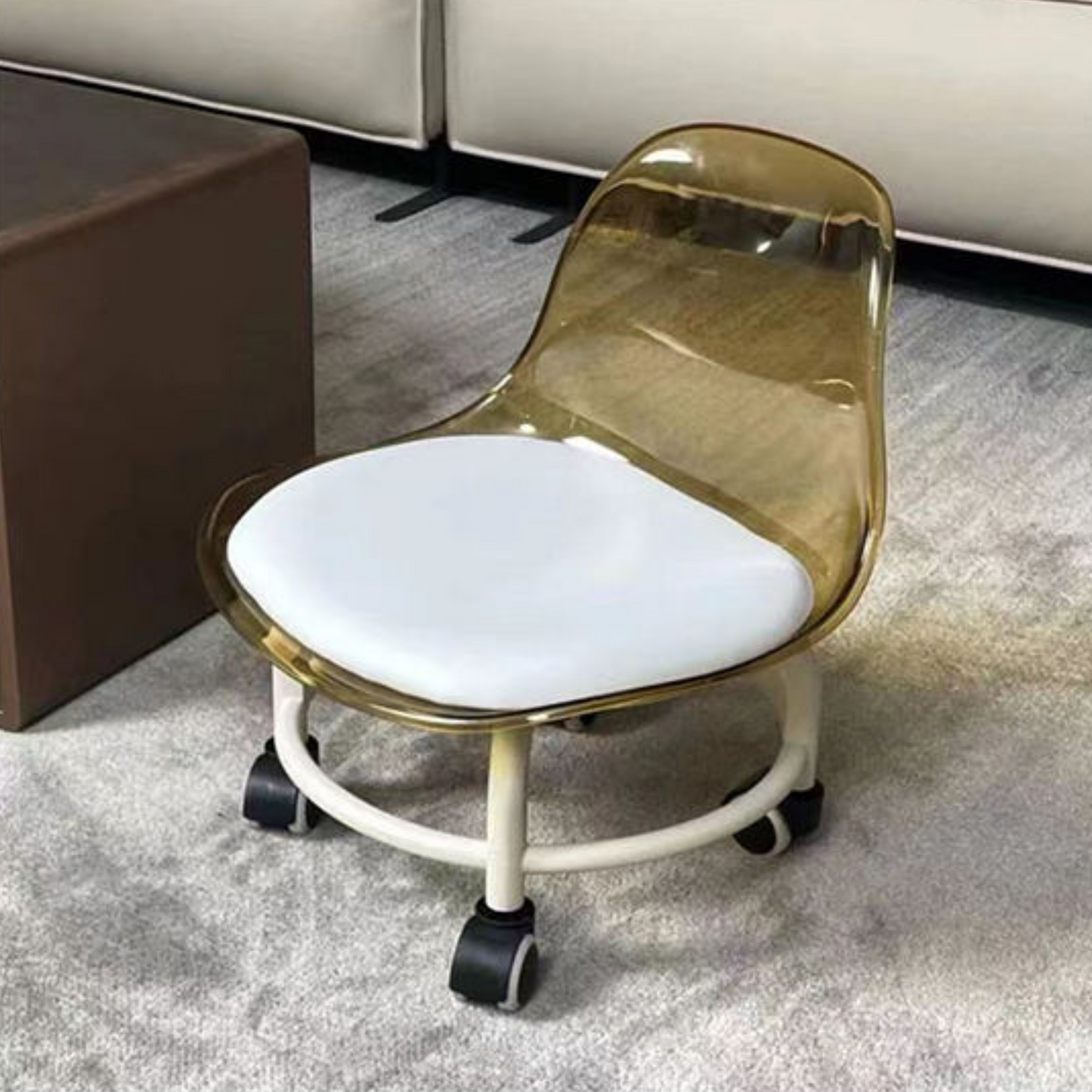 Acrylic Transparent PU Leather Cushion Chair