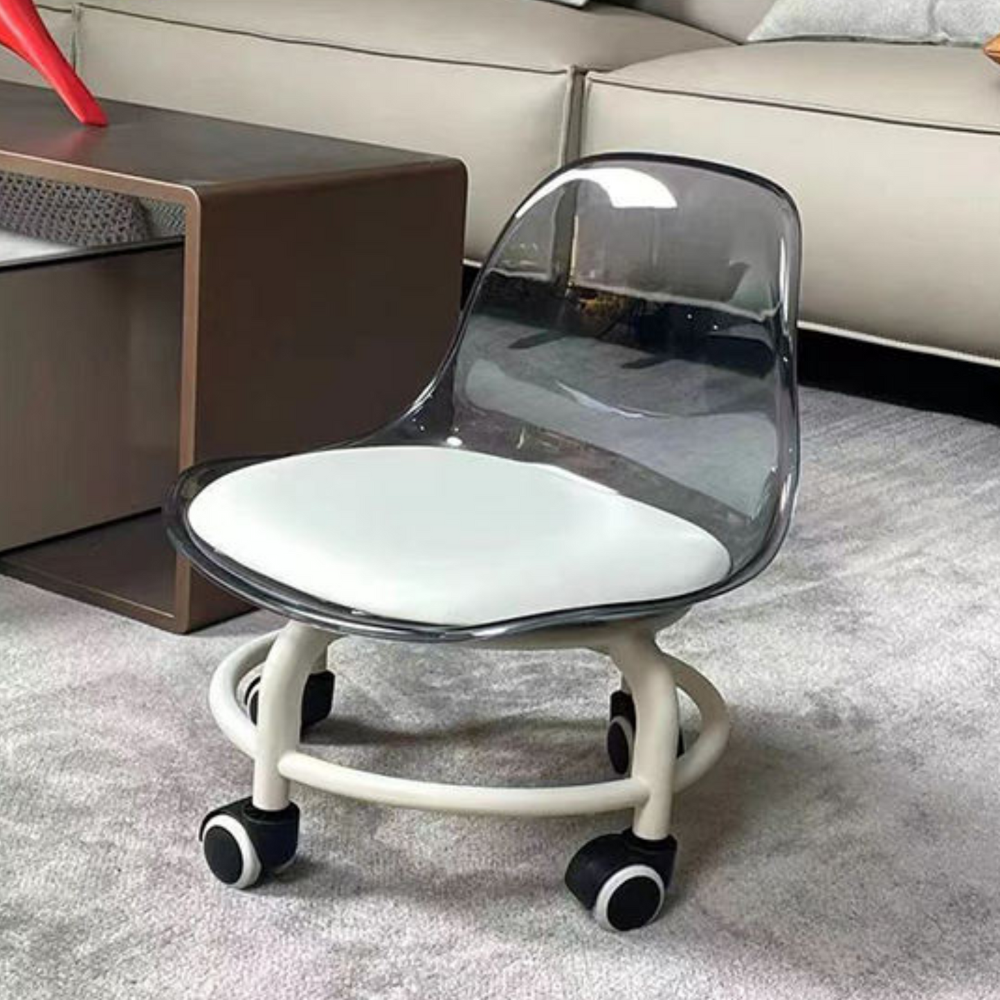 Acrylic Transparent PU Leather Cushion Chair