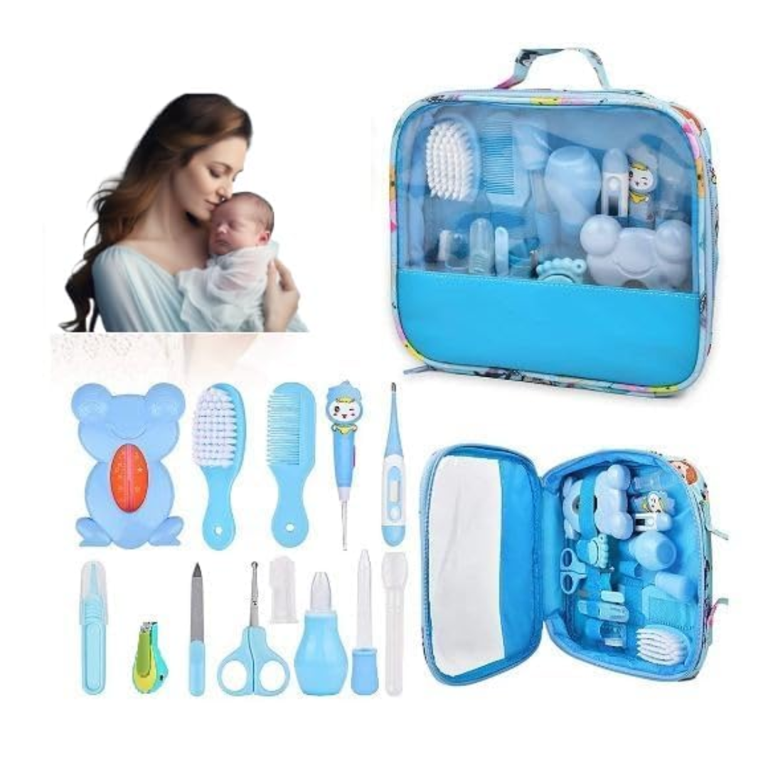Newborn Baby Gift Set 13 in 1 Grooming Kit Health Care Kit with Pouch Bag, Includes Everything Portable Safety Baby Nail Kit for Baby Boys and Girls, Essential Accessories for Travel