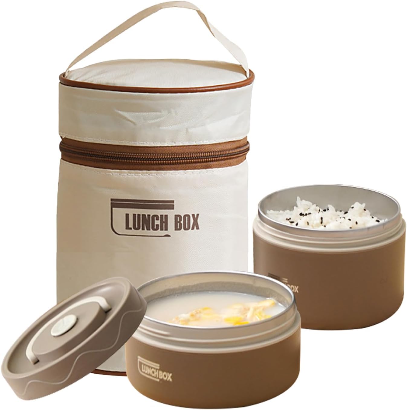 Steel 2 Insulated Container Lunch Box Set With Thermal Bag For Students/Office/College