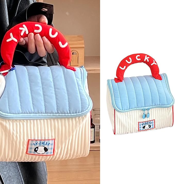 Cartoon Cottage Styles Large Capacity Makeup Bag for Women and Students Cosmetic Bag for Travel and Daily Commute