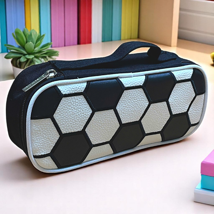 Hexagon Pattern Large Capacity Pencil Pouch – Stylish & Durable Stationery Case