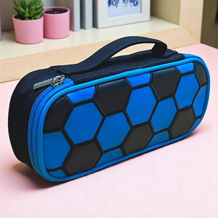 Hexagon Pattern Large Capacity Pencil Pouch – Stylish & Durable Stationery Case