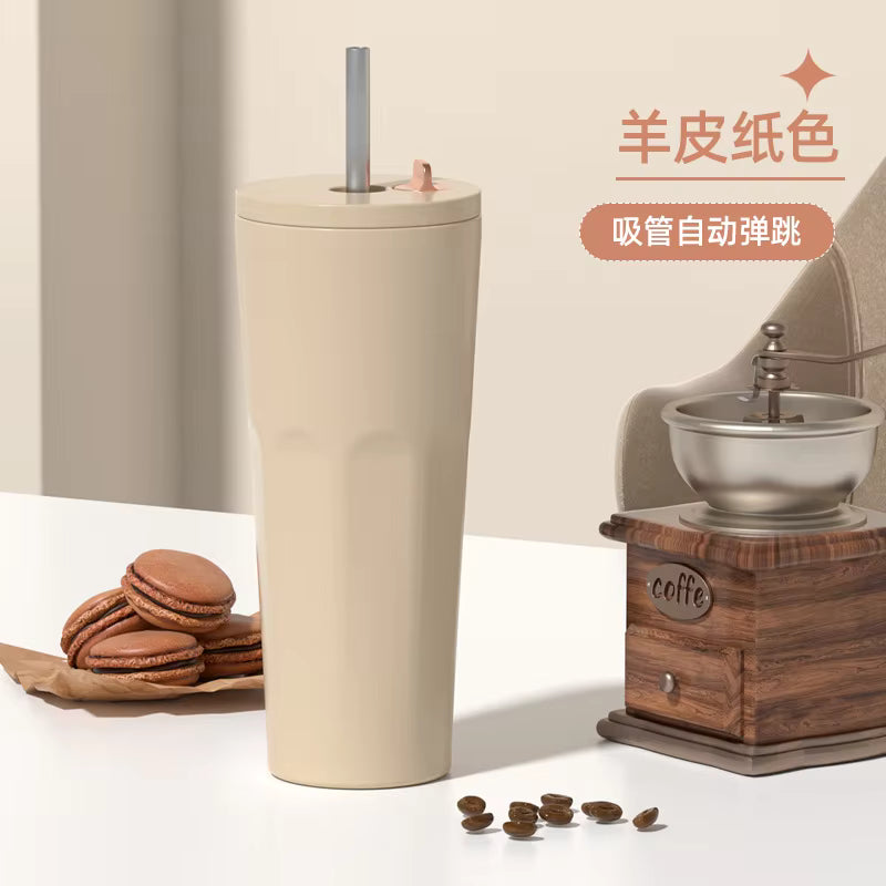 Screw Cap Lid Custom Coffee Mugs for Drinking Stainless Steel Car Steel Vacuum Insulated Tumbler with Lid and Straw