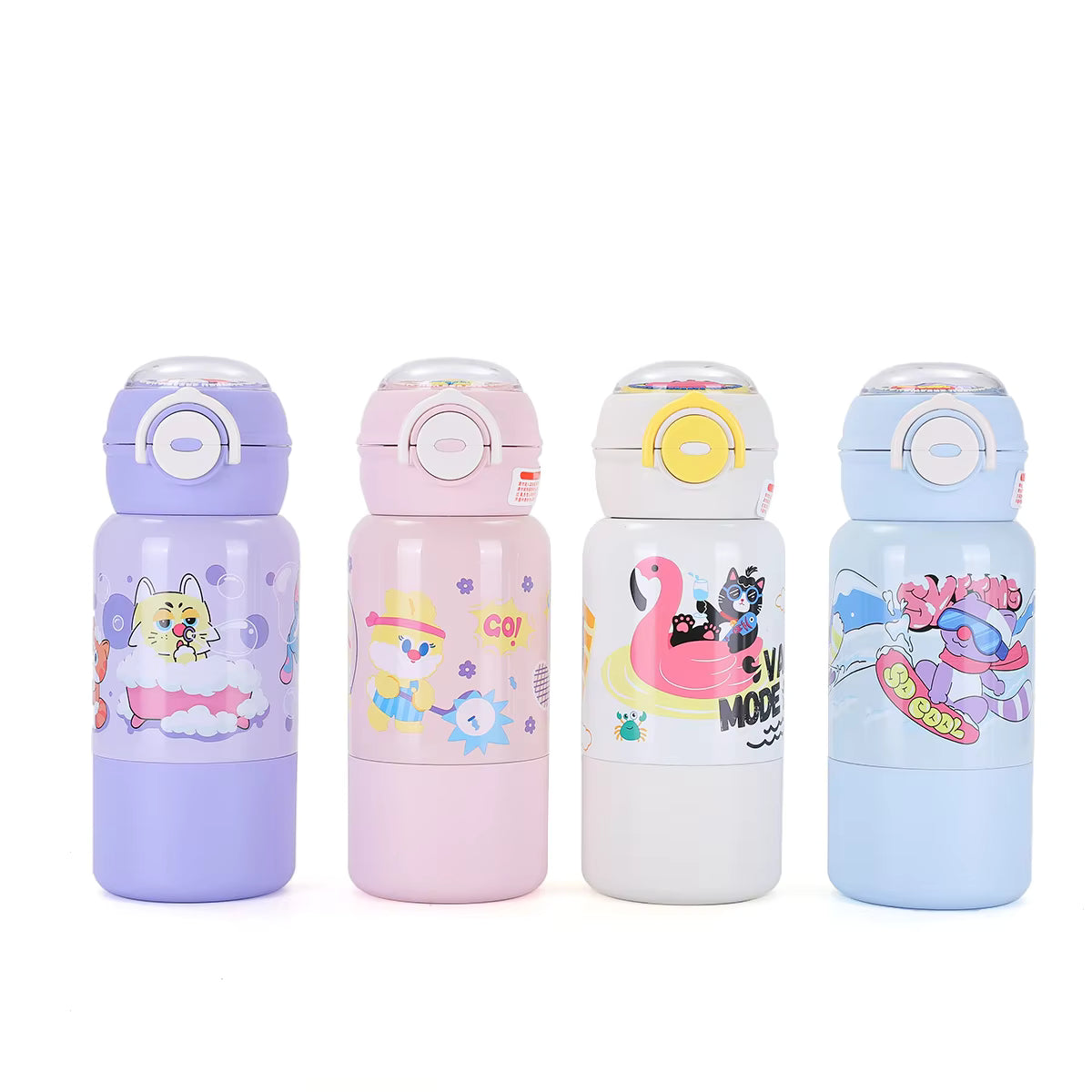 Cartoon Design 500ml Portable Kids Thermal Bpa Free Stainless Steel Water Bottle With Straw Strap for School