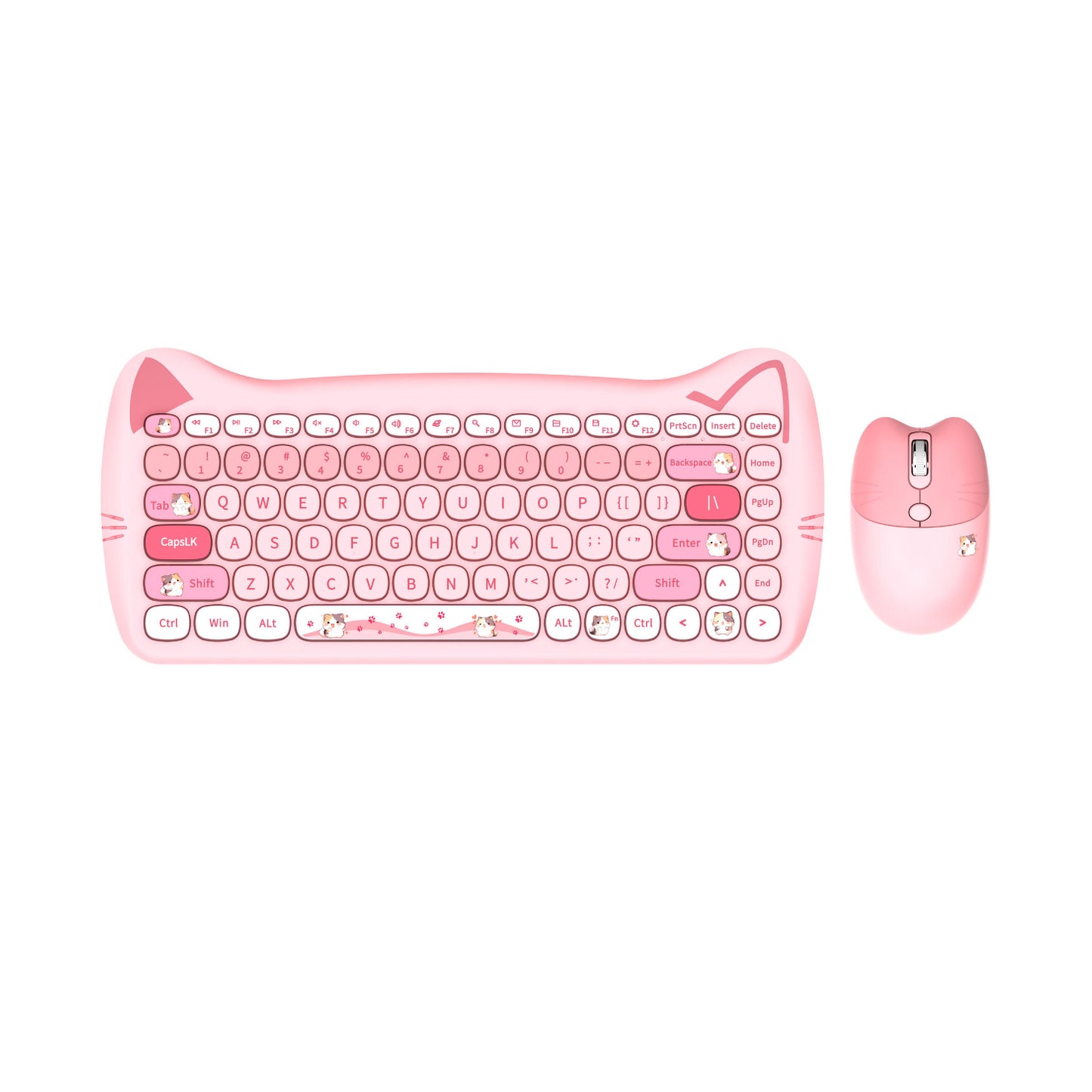 Silent Cute Keyboards Mouse Combo Slim Mix-colored Keycaps Colorful 2.4G Wireless Keyboard and Mouse Combo