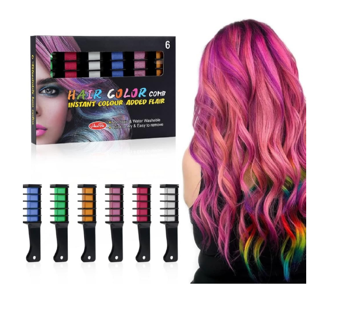Instant Hair Makeover with Washable Hair Chalk Combs!