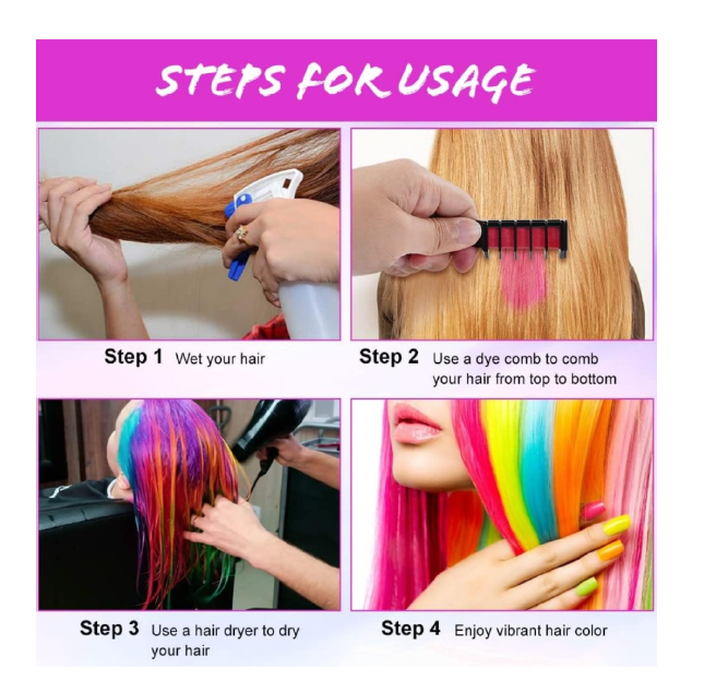 Instant Hair Makeover with Washable Hair Chalk Combs!