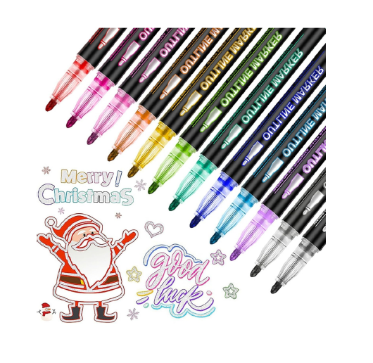 Create Magic with Every Stroke: 12-Color Gel Outline Pens!