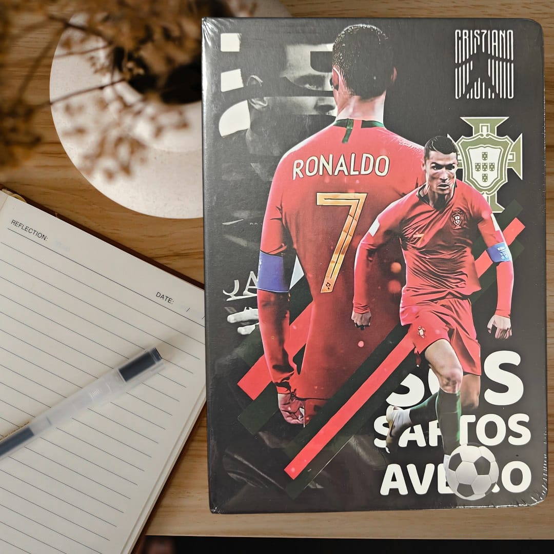 Football Player Print Diary | 120 Pages | Ronaldo, Messi, Neymar & Mbappe | Premium Notebook for Fans