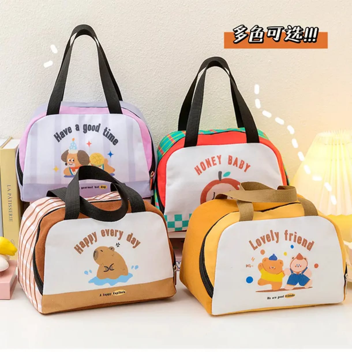 Portable Cartoon Cooler Lunch Bag Small Thermal Zipper Outdoor Lunch Bag