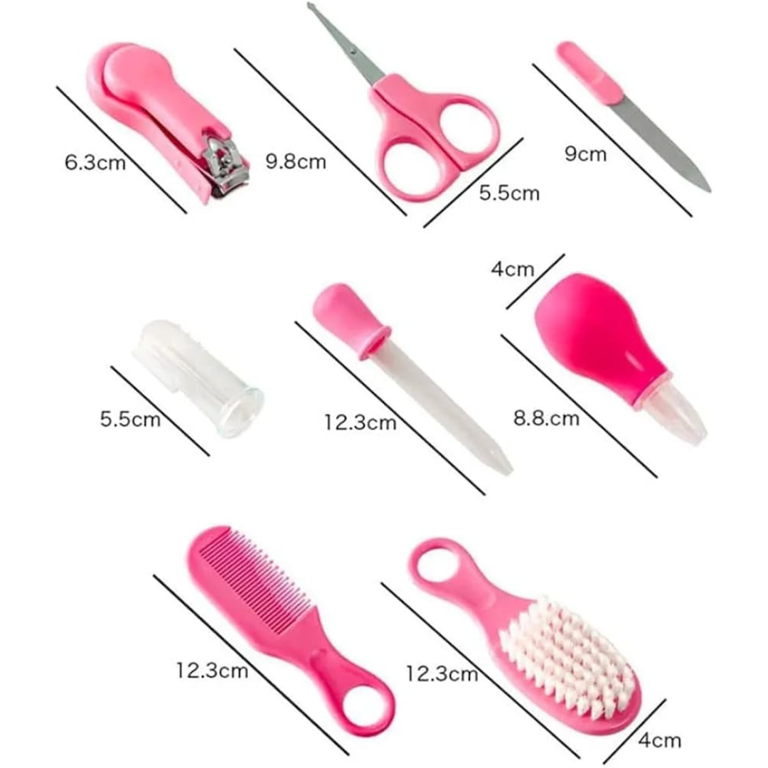 9 in 1 Baby Grooming Kit for Delicate Baby Scalp and Tiny Nails |Travel Friendly Zip case | Infant Nail Clipper |New Born Nasal Aspirator| Combs| Thermometer | Brush
