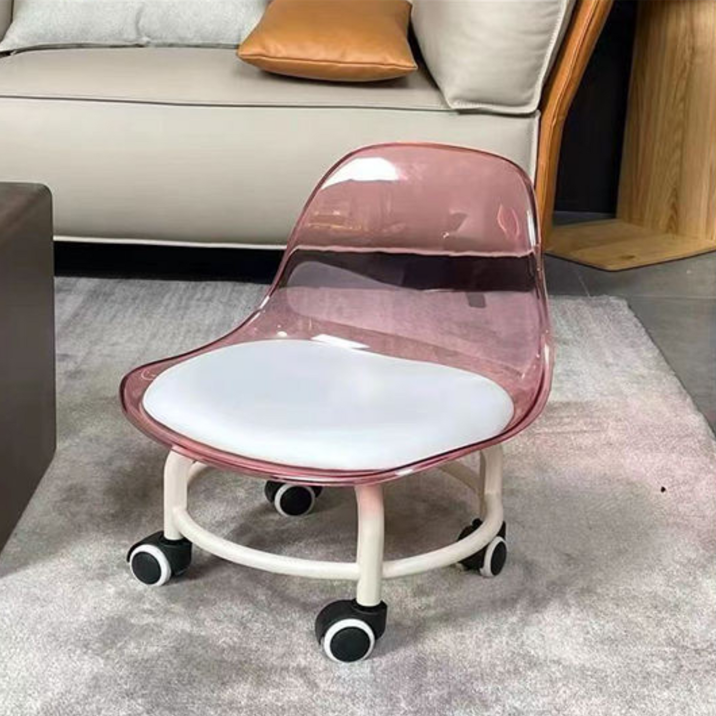 Acrylic Transparent PU Leather Cushion Chair