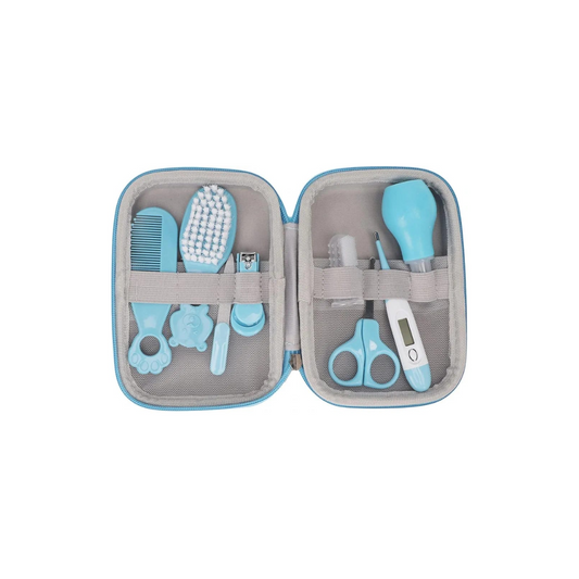 9 in 1 Baby Grooming Kit for Delicate Baby Scalp and Tiny Nails |Travel Friendly Zip case | Infant Nail Clipper |New Born Nasal Aspirator| Combs| Thermometer | Brush