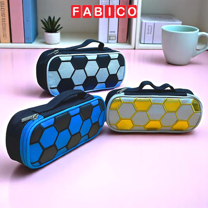 Hexagon Pattern Large Capacity Pencil Pouch – Stylish & Durable Stationery Case