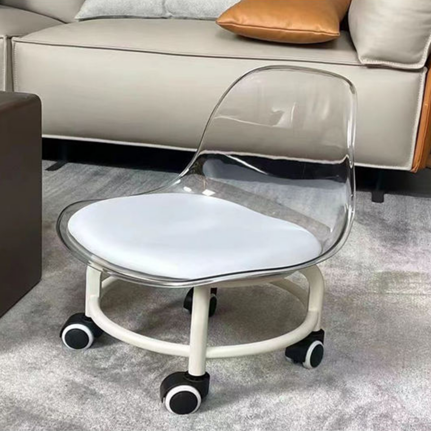 Acrylic Transparent PU Leather Cushion Chair