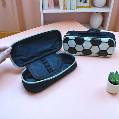 Hexagon Pattern Large Capacity Pencil Pouch – Stylish & Durable Stationery Case