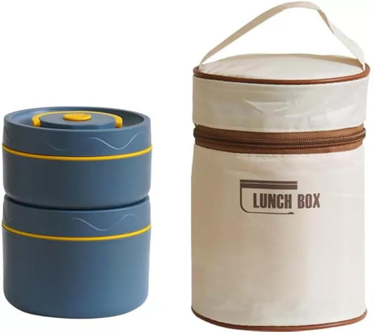 Steel 2 Insulated Container Lunch Box Set With Thermal Bag For Students/Office/College