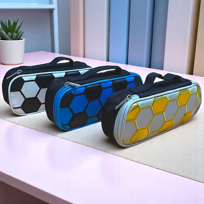Hexagon Pattern Large Capacity Pencil Pouch – Stylish & Durable Stationery Case