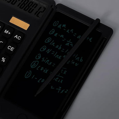 Foldable Scientific Calculator with LCD Writing Tablet & Stylus 12-Digit Dual-Powered Solar & Battery Desktop Calculator for Office,Student