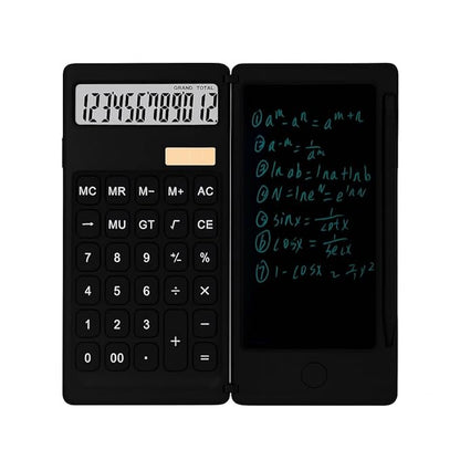 Foldable Scientific Calculator with LCD Writing Tablet & Stylus 12-Digit Dual-Powered Solar & Battery Desktop Calculator for Office,Student