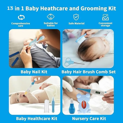 Newborn Baby Gift Set 13 in 1 Grooming Kit Health Care Kit with Pouch Bag, Includes Everything Portable Safety Baby Nail Kit for Baby Boys and Girls, Essential Accessories for Travel