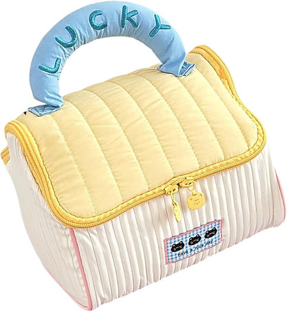 Cartoon Cottage Styles Large Capacity Makeup Bag for Women and Students Cosmetic Bag for Travel and Daily Commute