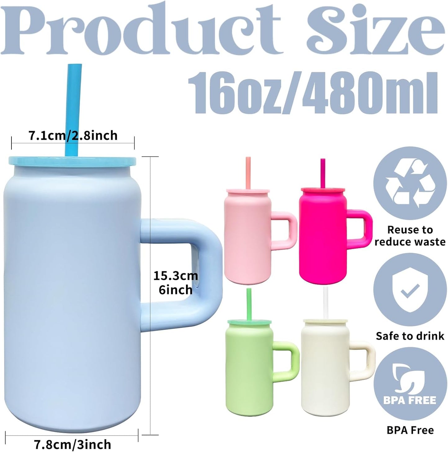 Tumbler with Handle and Straw for Kids, Stainless Steel Sublimation Tumblers Bulk with Lids, Vacuum Insulated