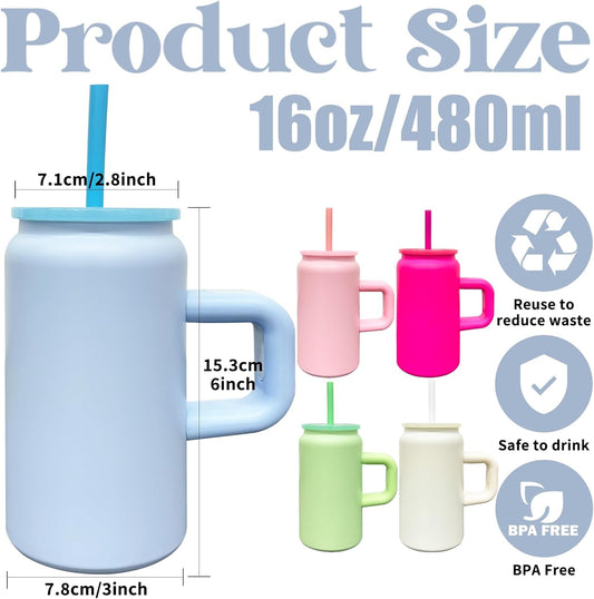 Tumbler with Handle and Straw for Kids, Stainless Steel Sublimation Tumblers Bulk with Lids, Vacuum Insulated