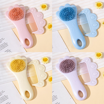 Baby Hair Washing Brush Durable Portable Silicone Cleaning Brush with Comb Cat Paw Design for Kids for Home Use