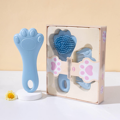 Baby Hair Washing Brush Durable Portable Silicone Cleaning Brush with Comb Cat Paw Design for Kids for Home Use