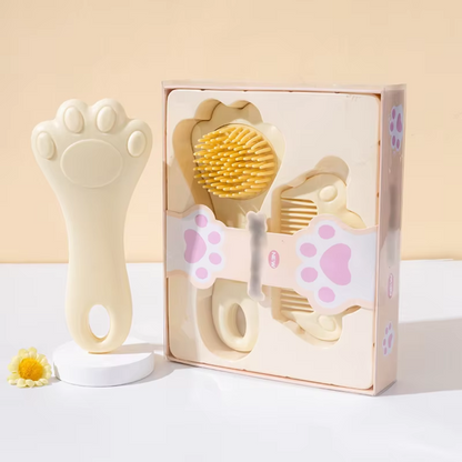 Baby Hair Washing Brush Durable Portable Silicone Cleaning Brush with Comb Cat Paw Design for Kids for Home Use