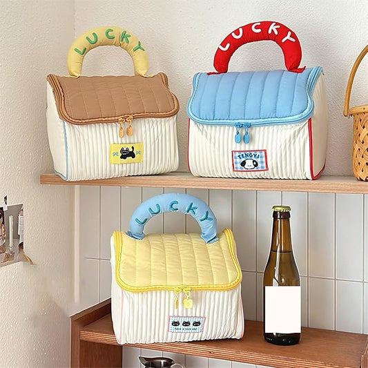 Cartoon Cottage Styles Large Capacity Makeup Bag for Women and Students Cosmetic Bag for Travel and Daily Commute