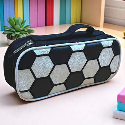 Hexagon Pattern Large Capacity Pencil Pouch – Stylish & Durable Stationery Case