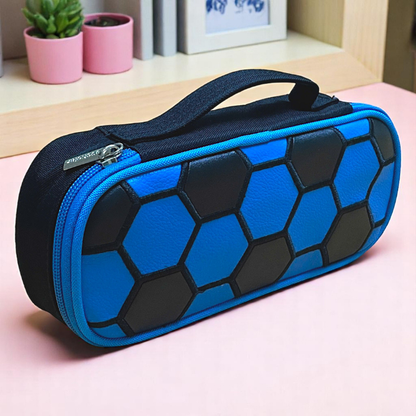 Hexagon Pattern Large Capacity Pencil Pouch – Stylish & Durable Stationery Case