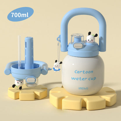 Children Large-capacity Double Drinking Carrying Pot Flask Leak Proof Stainless Steel Thermos Insulated Water Bottle With Straw