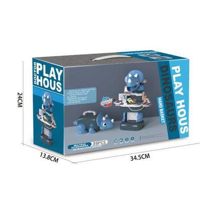 Dinosaur Triceratops-themed Role Play Medical Kit with 37PCS Accessories Kids Pretend Doctor Toy Set