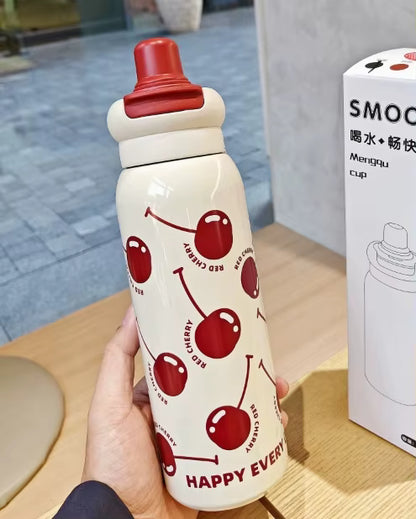 Large Capacity 620ml Stainless Steel Thermos Cup New Style Cartoon Water Bottle for Students Vacuum Flasks & Thermoses