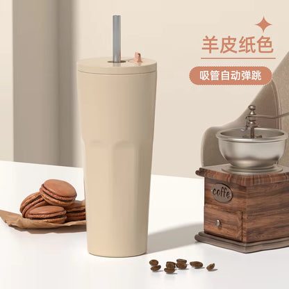 Screw Cap Lid Custom Coffee Mugs for Drinking Stainless Steel Car Steel Vacuum Insulated Tumbler with Lid and Straw