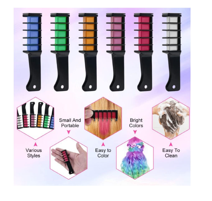 Washable Hair Chalk for Kids – Fun & Safe Temporary Hair Color Combs