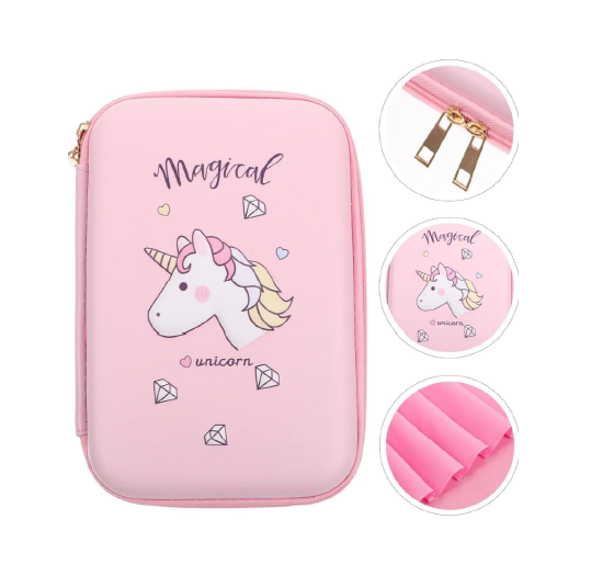 Cute Unicorn Hardtop Pencil Case – Multi-Compartment Storage for Kids