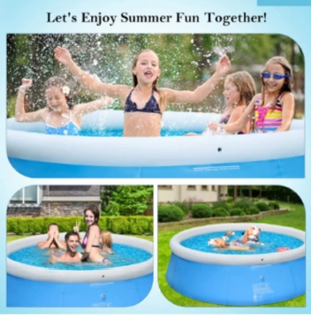 Outdoor Inflatable Pool for Kids & Adults – Heavy-Duty PVC with Drain Hole