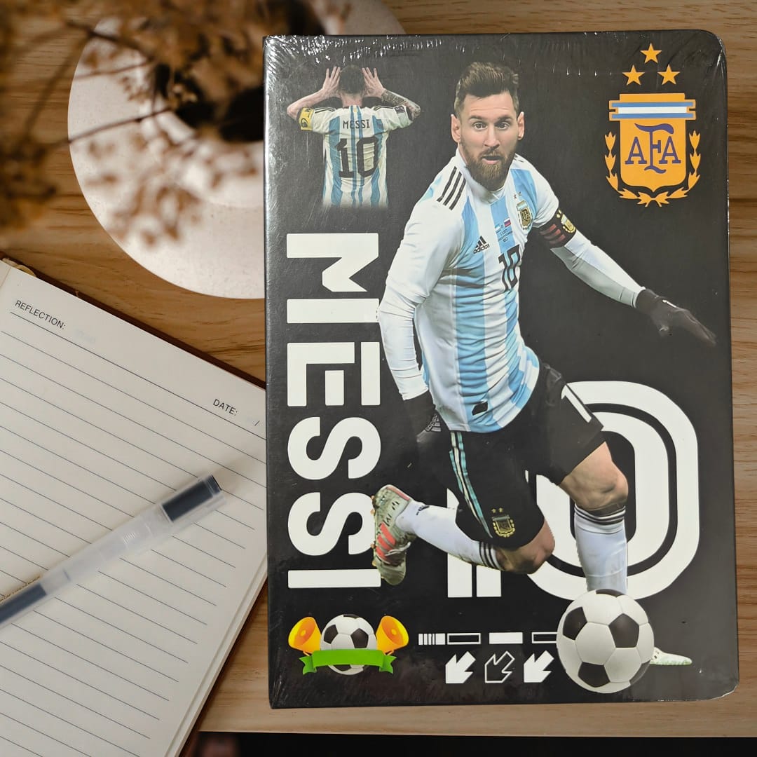 Football Player Print Diary | 120 Pages | Ronaldo, Messi, Neymar & Mbappe | Premium Notebook for Fans