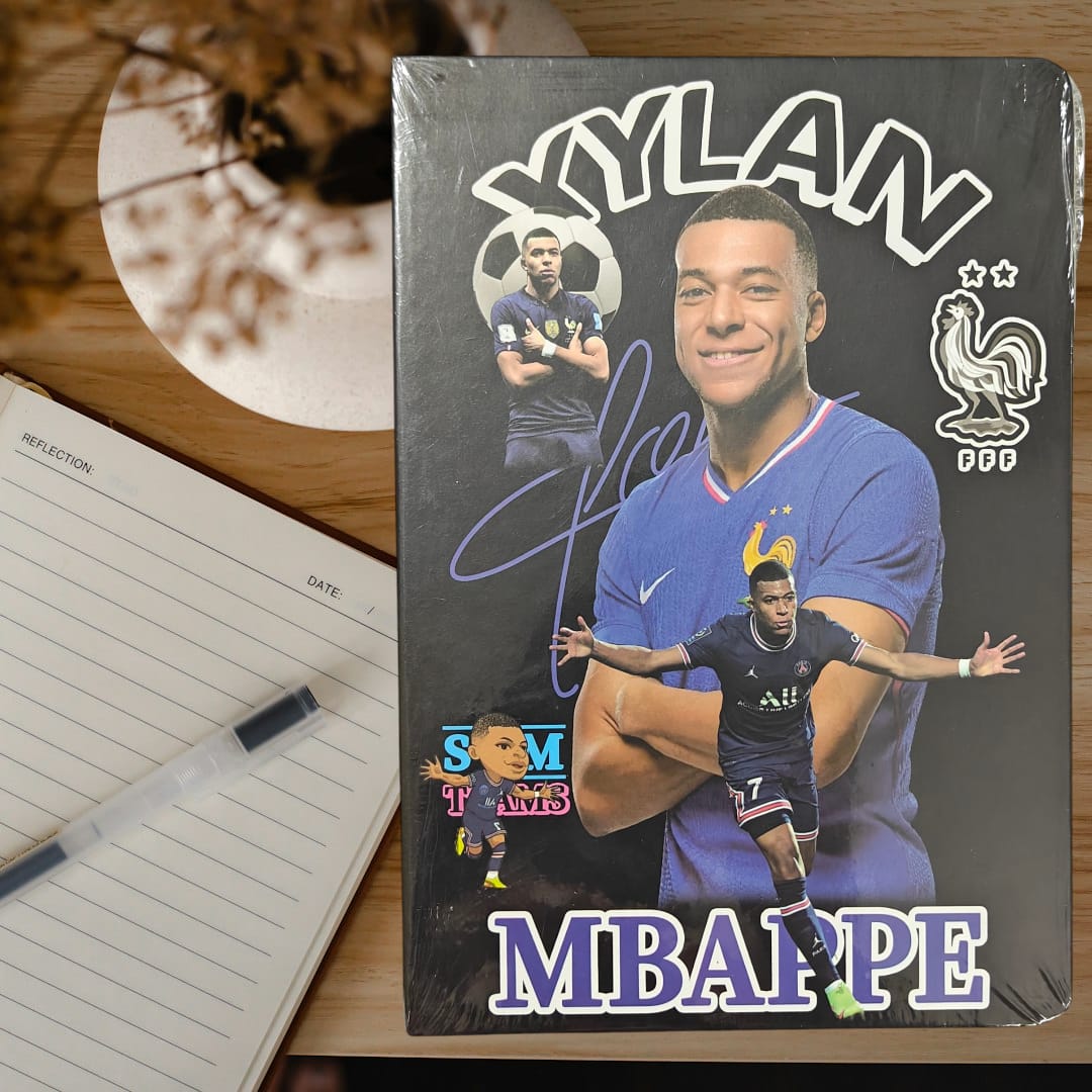 Football Player Print Diary | 120 Pages | Ronaldo, Messi, Neymar & Mbappe | Premium Notebook for Fans