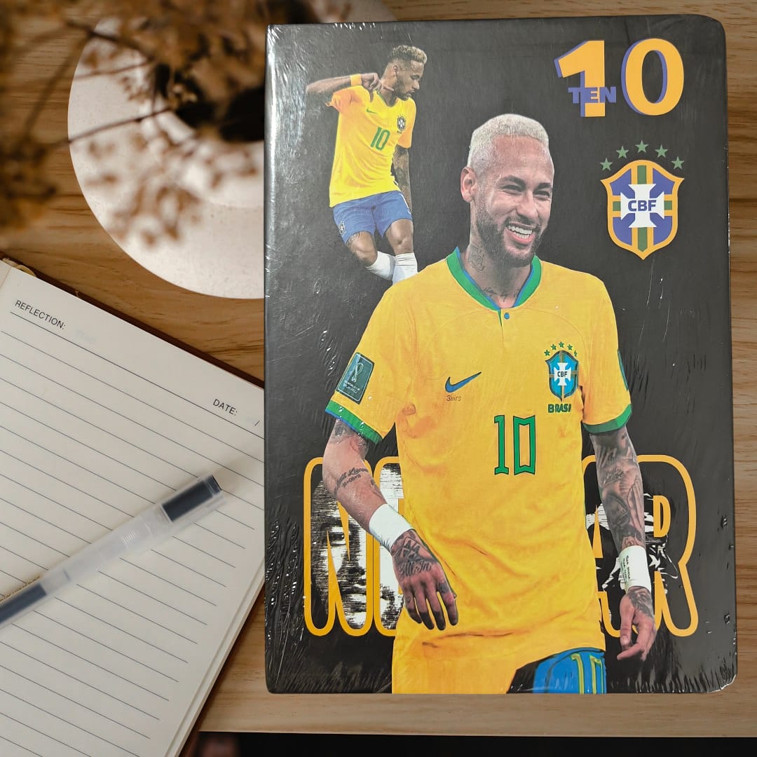 Football Player Print Diary | 120 Pages | Ronaldo, Messi, Neymar & Mbappe | Premium Notebook for Fans