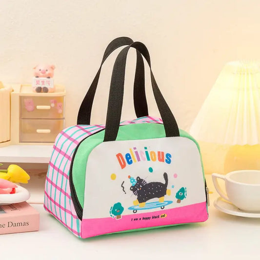 Portable Cartoon Cooler Lunch Bag Small Thermal Zipper Outdoor Lunch Bag